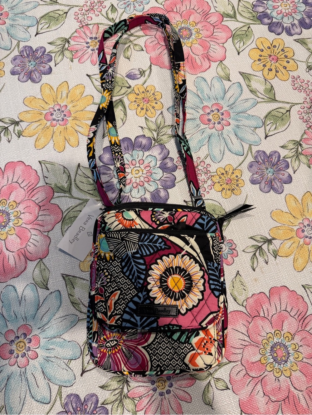 Vera Bradley Floral Quilted Crossbody - Pink, Yellow, Blue, Black